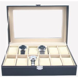 Arriva Smart Horloge Opbergdoos Kunstleer Horloge Doos Display Case Organizer 12 Slots Sieraden Opbergdoos Horloge Display