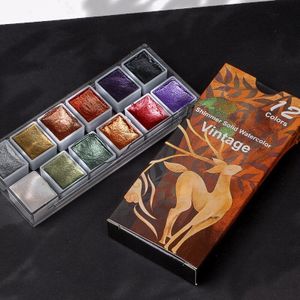 6 /12 Kleuren Solid Aquarel Pigment Set Nail Art Pigment Parelmoer Metalen Art Pigment Schilderen Voor Kunst Levert