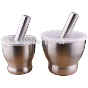 1Pcs Rvs Vijzel En Stamper Vloerplaten Pot Knoflook Spice Grinder Apotheek Kruiden Kom Molen Grinder Crusher Lab Tool