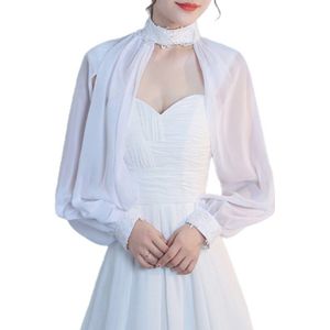 Vrouwen Side Split Lange Mouwen Wedding Shawl Cape Halter Hals Chiffon Bolero Bolero