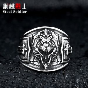 Staal soldaat man rvs animal ring prachtige punk Leeuwenkop Ring cool sieraden mannen