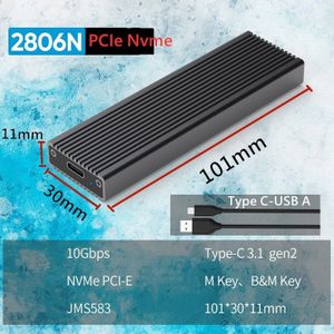 Blueendless M2 Ssd Case Usb 3.1 10Gbps Hoge Snelheid Aluminium Shell Nvme Ssd Disk Meerdere Cooling Type C C Externe Harde Schijf