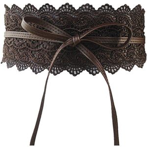 Taille Cincher Vrouwen Jurk Strik Taille Band Faux Lederen Kant Brede Decor Riem Gordel Taille Band Bandage Rood Wit zwart