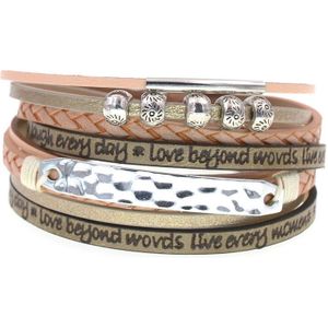 Wellmore Lederen Armbanden Voor Vrouwen Metalen Band Kralen Magneet Armbanden & Bangles Multilayer Wide Wrap Armband Sieraden