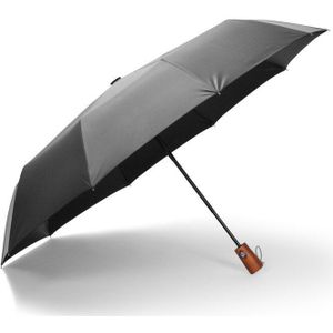 Automatische mannen business paraplu effen houten handvat folding uv-bescherming bescherming parasol
