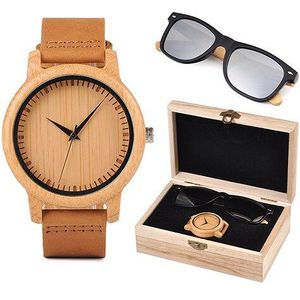 Relogio masculino BOBO BORD Bamboe Mannen Horloge Houten Zonnebril Pak Huidige Doos Set Vrouwen Horloges Accepteren LOGO Verschepen