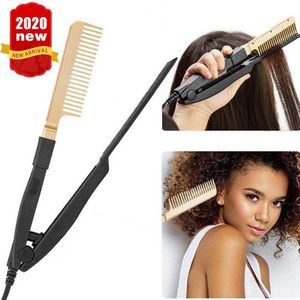 Verwarmd Stijltang Kam Stijltang Iron Nat Droog Gebruik Elektrische Legering Rechttrekken Borstel Haar Straight Styling Tools