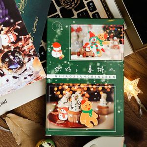 30 stks/set Hello Gingerbread Man Kerst Postcard DIY Cartoon Wenskaarten Boodschap Kaart Kerstmis en Nieuwjaar