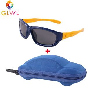 Kinderen Zonnebril Met Case Siliconen Gepolariseerde Bril Vierkante Kid Brillen Meisjes Mode Brillen Jongens Veilig UV400 Shades Baby