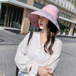 Franse Doek Brede Rand Zon Visser Hoeden Zomer Vrouwelijke Hoed Outdoor Reizen Opvouwbare Effen Emmer Hoed Anti-Uv Strand hoeden