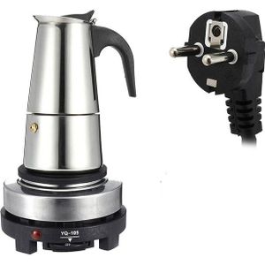 200Ml Draagbare Espresso Koffiezetapparaat Moka Pot Rvs Met Elektrische Kachel Filter Percolator Koffie Brouwer Waterkoker Pot Kit
