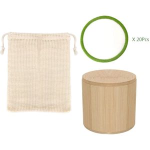 16/20Pcs Herbruikbare Bamboevezel Pads Wasbare Make-Up Remover Pad Zachte Huid Schoon