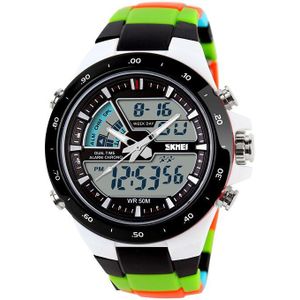 SKMEI Sport Horloges Mannen Digitale Dubbele tijdweergave Chronograaf Waterdicht Alarm Kalender Back Light Quartz Horloge 1016