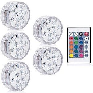 10 Led Rgb Submersible Light Battery Operated Onderwater Lamp Afstandbediening Outdoor Tuin Zwembad Aquarium Decoratie