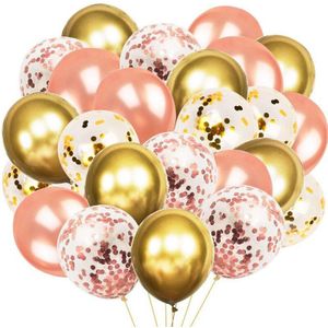 12 Inch Rose Gold Ballon Kleurrijke Confetti Set Metallic Ballon Baby Shower Party Bridal Wedding Anniversary Decoratie