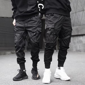 Herenkleding Streetwear Casual Losse Zwarte Mannen Cargo Broek Hip Hop Pocket Elastische Band Slanke Zwarte Mannen broek