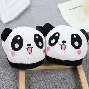 Panda Cartoon Dier Stijl Vrouwen Binnenshuis Slippers Warme Bont Platte Winter Slippers Voor Meisje Schattige Mode Slippers
