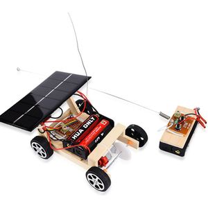 Houten Diy Zonne-energie Rc Auto Puzzel Montage Wetenschap Voertuig Speelgoed Set Voor Kinderen