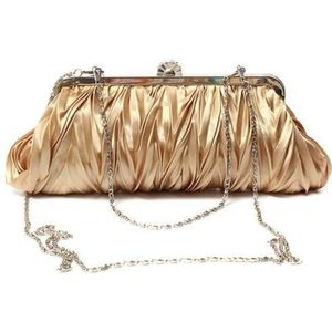 Vrouwen Crystal Satin Kleine Avond Clutch Bag Dames Elegante Ketting Strass Rimpel Patroon Avondfeest Crossbody Bag Purse