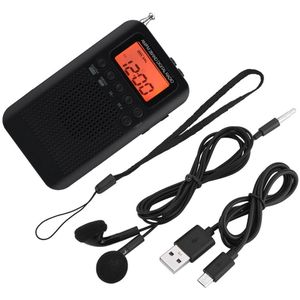 Mini Lcd Digitale Fm/Am Radio Receiver Draagbare Radio Telescopische Antenne Speaker Wekker Tijd Display Met 3.5Mm oortelefoon Ja
