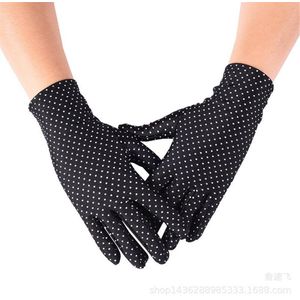 Lente Zomer Dames Spandex Handschoenen Hoge Elastische Dots Gedrukt Dunne Handschoenen Zon Bescherming Etiquette Party Handschoenen
