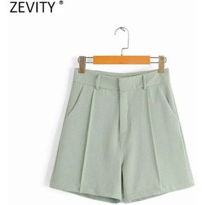 Zevity Vrouwen Mode Snoep Kleur Druk Lijn Casual Bermuda Dame Textuur Rits Chic Shorts Pantalone Cortos P900