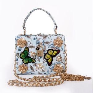 Xiyuan Bloemen Butterfly Crystal Diamond Clutch Purse Grijs Avond Party Wedding Koppelingen Dames Crossbody Handtas