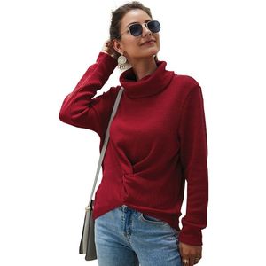 Aswinfon vrouwen Coltrui Effen Kleur Trui Pullover Lange Mouw Trui Trui Vrouwen Gebreide Truien Dames Herfst tops