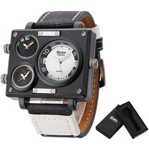 Heren Horloges Top Brand Luxe Oulm 3595 Unieke Horloges Mannen Mode Vierkante Grote Gezicht 3 Tijdzone Casual quartz Horloge