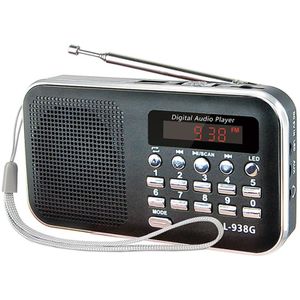 Draagbare Mini Fm Radio Ontvanger 1200Mah Muziekspeler Ondersteuning Tf-kaart U Disk Aux Met Zaklamp 3.5Mm Hoofdtelefoon jack Speaker