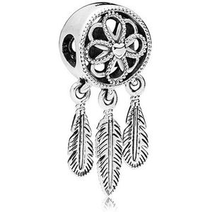 Echte 925 Zilveren Hanger Kralen Dangle Charm Fit Originele Vrouw Armband Diy Sieraden Maken Spirituele Dream Catcher Opengewerkte Bead