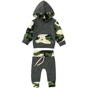 Jongens Vallen Kleren Baby Baby Jongen Camouflage Hooded T-shirt Broek Set Outfits 3M-2Y Jongens Kleding Vetement Enfant Garcon