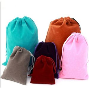 Turquoise Fluwelen Bags 5X7Cm 7X9Cm 9X12Cm Pack Van 50 Make-Up sieraden Koord Pouches