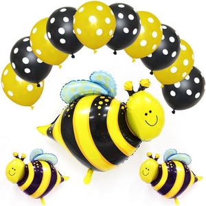 Taoqueen cartoon hoed 13Pcs Bee Folie Ballonnen Zwart Geel Stippen Latex Set Bijen Huisdier Dier Verjaardagsfeestje Decoratie