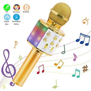 Draadloze Karaoke Microfoon Dancing Led Verlichting 4in1 Handheld Bluetooth Microfoons Luidspreker Karaoke Machine Thuis Ktv Speler Party