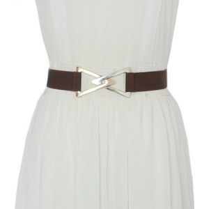 Vrouwen Driehoekige Gesp Riem Elastische Elasticiteit Gouden Riemen Voor Vrouwen Metalen Gesp Tailleband Vrouwelijke Jurk Mode