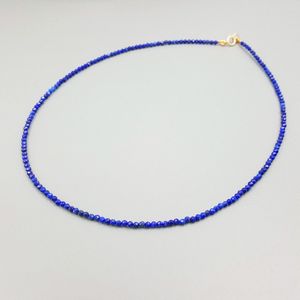 Liiji Unieke Vrouwen Ketting Mode Steen Lapis Lazuli Ca. 2 Mm 925 Sterling Zilver Goud Kleur Choker Tiny Shining Ketting