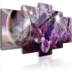 5 Panelen 5D Diy Volledige Vierkante Diamanten Schilderij ""Abstract Bloemen"" Multi-Picture Combinatie 3D Borduurwerk Kit Home decor Style2