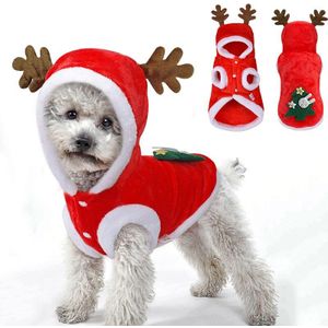 Kerst Stijl Leuke Honden Katten Rode Hooded Jumpsuits Kerstboom Warm Creatieve Huisdieren Kleding Maat XS-XL 8A1331