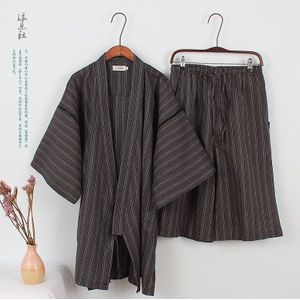 Pyjama voor mannen kimono Katoen streep Pyjama Set shorts