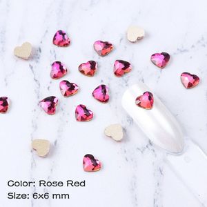 10 Pcs Hart Kristal Nagel Strass 6 Mm Kleurrijke 3D Nagels Art Stones Shiny Glas Gem Valentine Strass Manicure Decoratie BE991