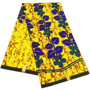 Mode Afrikaanse Ankara Echte Nederlands Wax Bloemenprint Stof Voor Vrouwen Jurken 100% Polyester 6 Yards