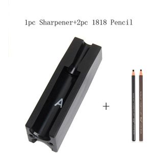 1Pc Puntenslijper + 1Pc Black 1818 Potlood 2 In 1 Eendenbek Puntenslijper Kit Wenkbrauwpotlood Slijpen Gereedschap Permanente make-Up Benodigdheden