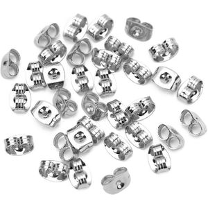 200Pcs 316L Roestvrij Staal Hypoallergeen 3.5X5 4.5X6Mm Butterfly Earring Back Stopper Voor Diy Sieraden maken Bevindingen Ambachten