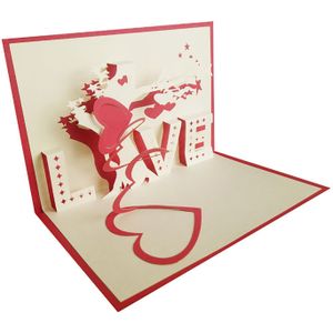 3D Papier Rode Roos Bloem Boeket Pop Up Wenskaart Met Envelop Voor Wedding Valentijnsdag Verjaardag Anniversary 15x15cm