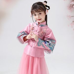 Kinderen Cheongsam Meisjes Traditionele Chinese Hanfu Lange Mouwen Qipao Tang Pak Jaar Outfits Set Kids Prinses Avondjurk
