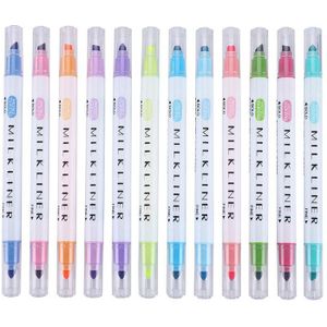 Hethrone 12 Stks/set Sharpie Highlighter Markers Pen Kleurrijke Kids Art Leuke Double-Head Graffiti Schilderij Tekening Pennen Voor School