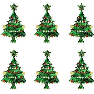 6 Pack Kerstboom Servetringen, Servet Houder Voor Wedding Christmas Party Diner Tafel Decor Groene Kerstboom