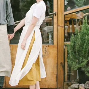 Mcao Japanse Stijl 100% Katoen Tuin Schorten Voor Vrouwen Elegante Overgooier Bakken Koken Schilderen Met Taille Banden TJ3817