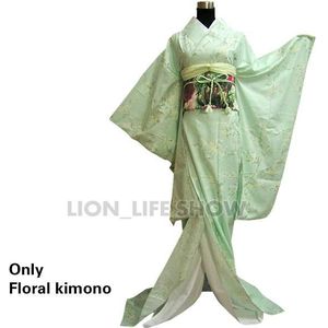 Japan Geisha Traditionele Vrouwen Bloemen Furisode Kimono Cosplay Kostuum